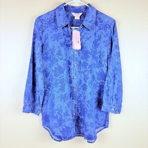 NWT Allison Daley Floral Button Front 100% Lyocell Tunic Top Women’s S
